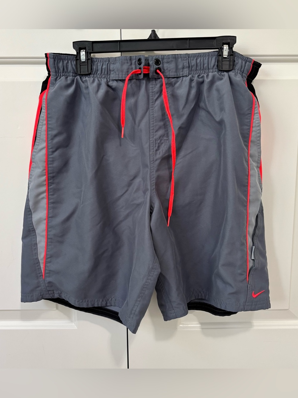 Nike Men’s Gray Athletic Shorts with Red Accent